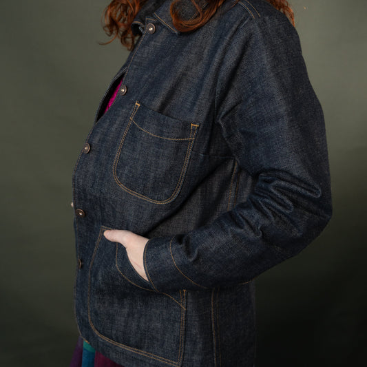 Women's Chore Coat in Kuroki Selvedge Denim - Dillon Montara