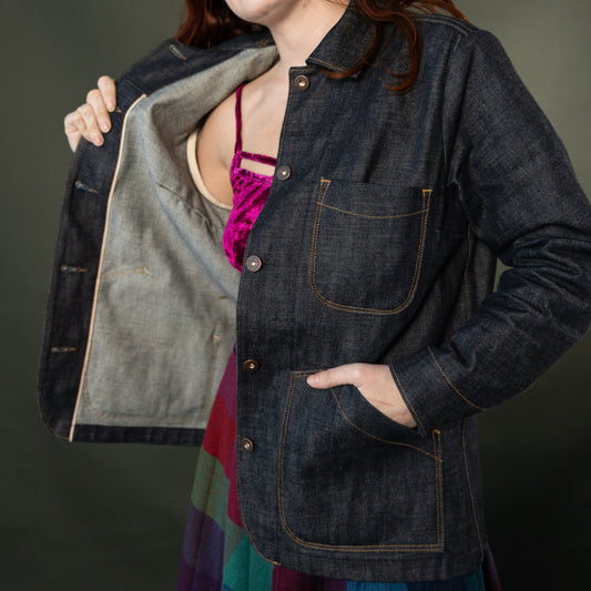 Women's Chore Coat in Kuroki Selvedge Denim - Dillon Montara