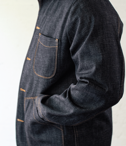 Men's Chore Coat in Kuroki Selvedge Denim - Dillon Montara